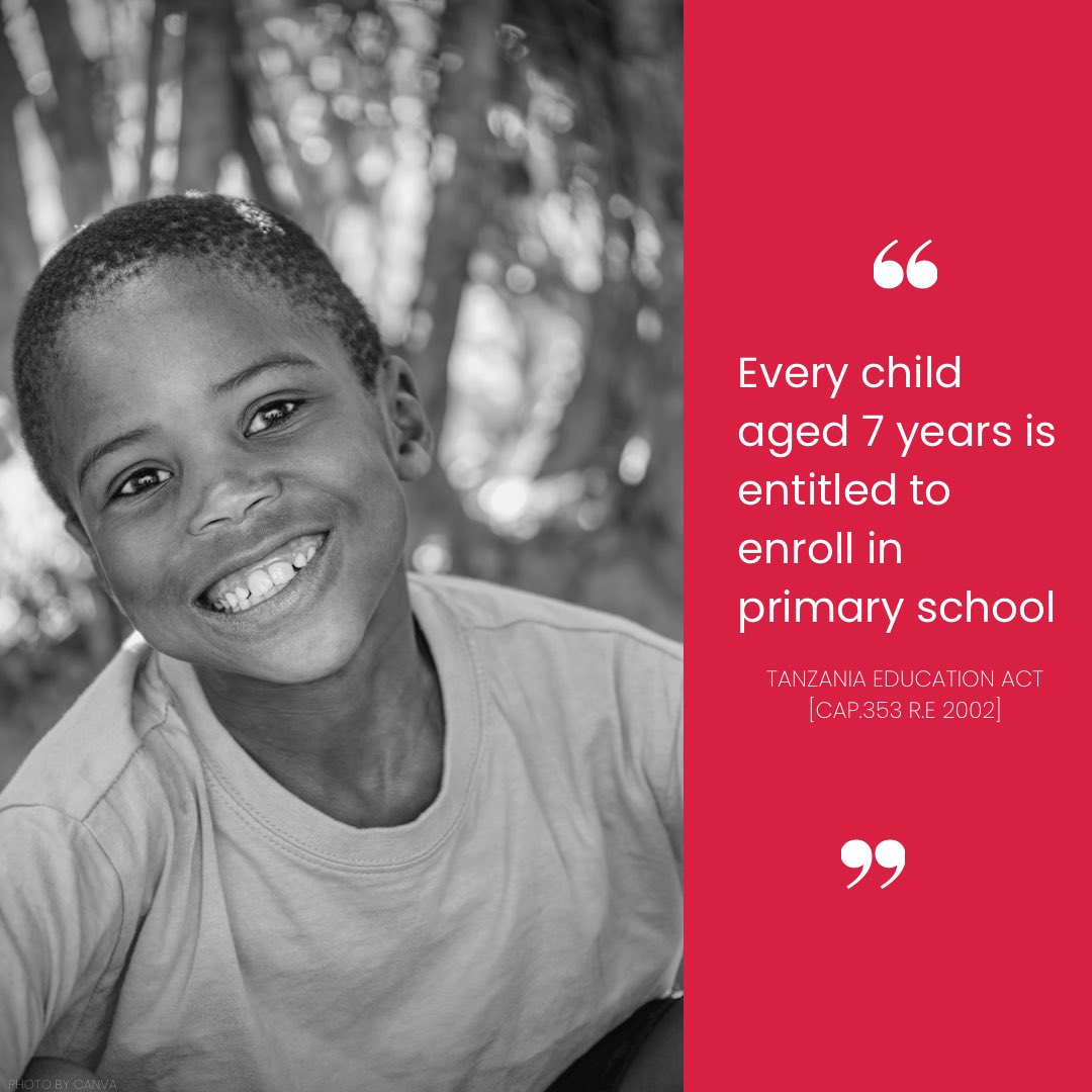 hacocatz's tweet photo. Did you know that, as per Tanzania Education Act, amended in 2009, every child aged 7 and above is entitled to enroll in primary school?

Let’s seize this opportunity for ALL children to thrive in the classroom without any barriers. Encourage families to enroll their children now https://t.co/m6IhVN0KDl