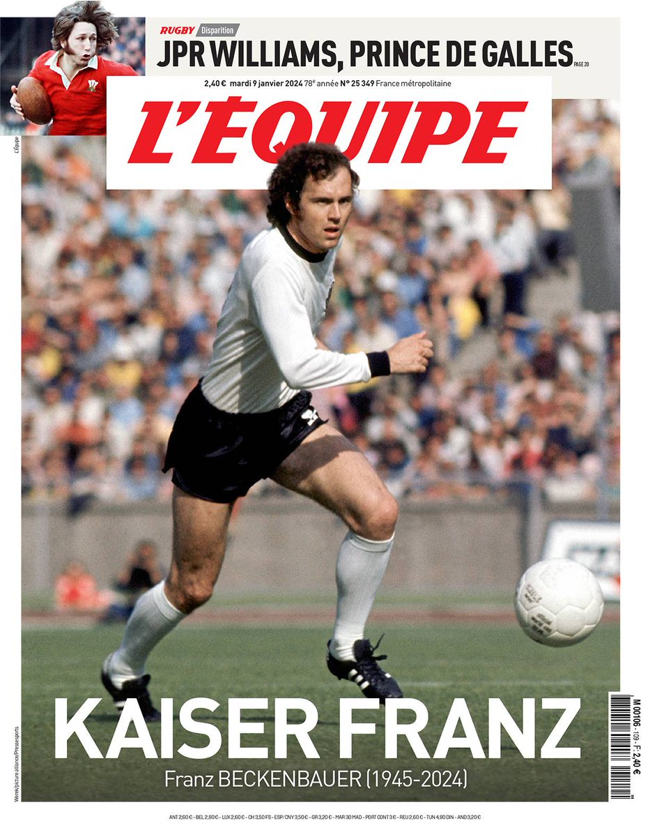 AsifBurhan's tweet photo. "Our Kaiser is dead", "Thanks for the football", "We all wanted to be Beckenbauer", "The Greatest Defender Ever", "Kaiser Franz" - some of the front pages around Europe today after the passing of Franz Beckenbauer #RIPBeckenbauer https://t.co/VTFHwxEyCO
