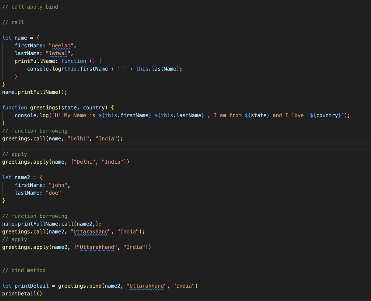 NeelamLatwal's tweet photo. #codewithJSK Day 18 of #100DaysOfCode: Today I explored the 'this' keyword in JavaScript! 🚀💻
In an object method, this refers to the object.
Alone,  global object.
In a function, refers global object.
In a function, in strict mode, undefined.
 #JavaScript #Coding #webdeveloper https://t.co/lY5wUWSI20