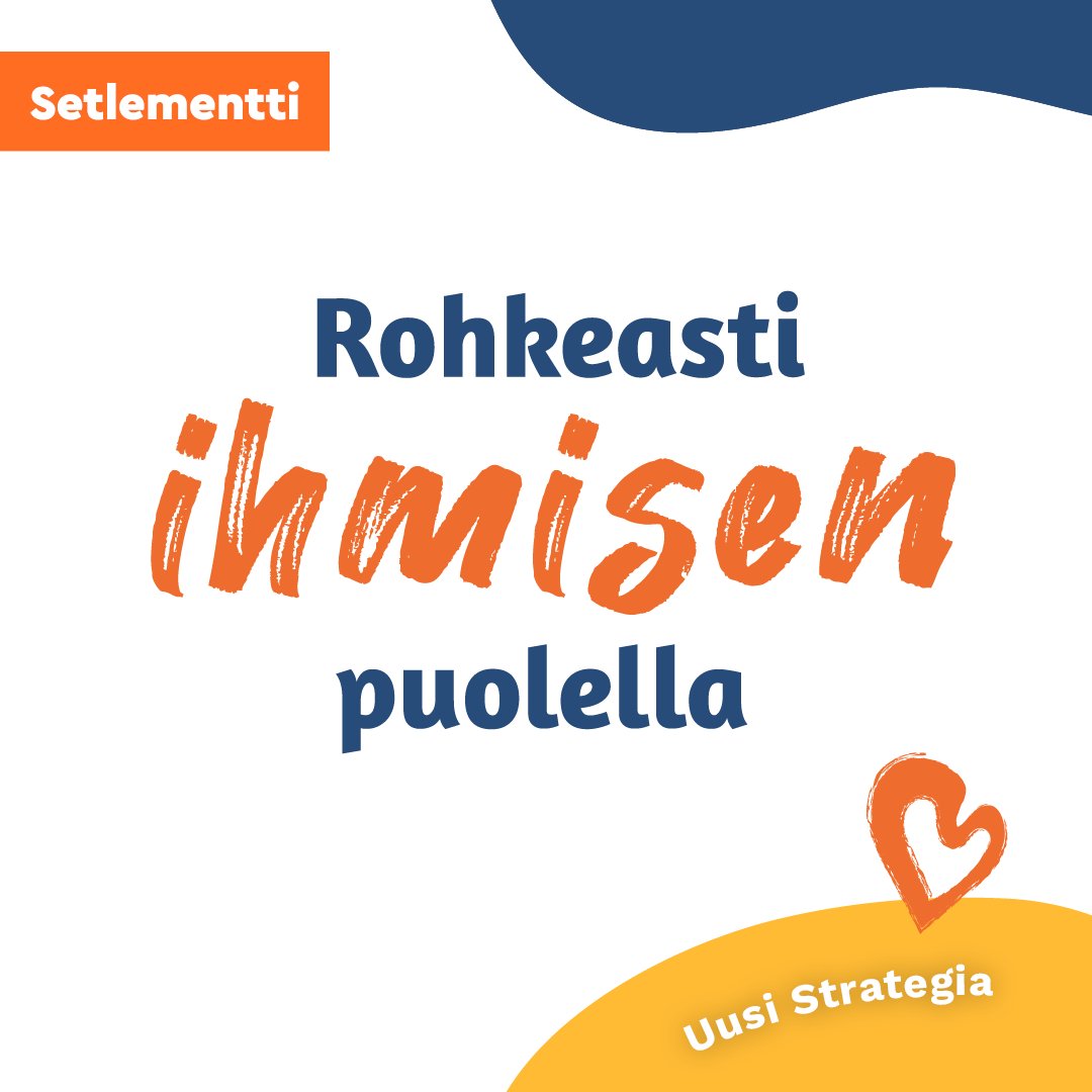 Olemme rohkeasti ihmisen puolella! Setlementtiliikkeellä on uusi strategia.

Visiomme:
Elämme yhdenvertaisessa yhteiskunnassa, jossa jokaisella on oikeus osallistua ja tulla nähdyksi, kuulluksi ja hyväksytyksi omana itsenään.

setlementti.fi/setlementtilii…

#arvot #setlementtiliike