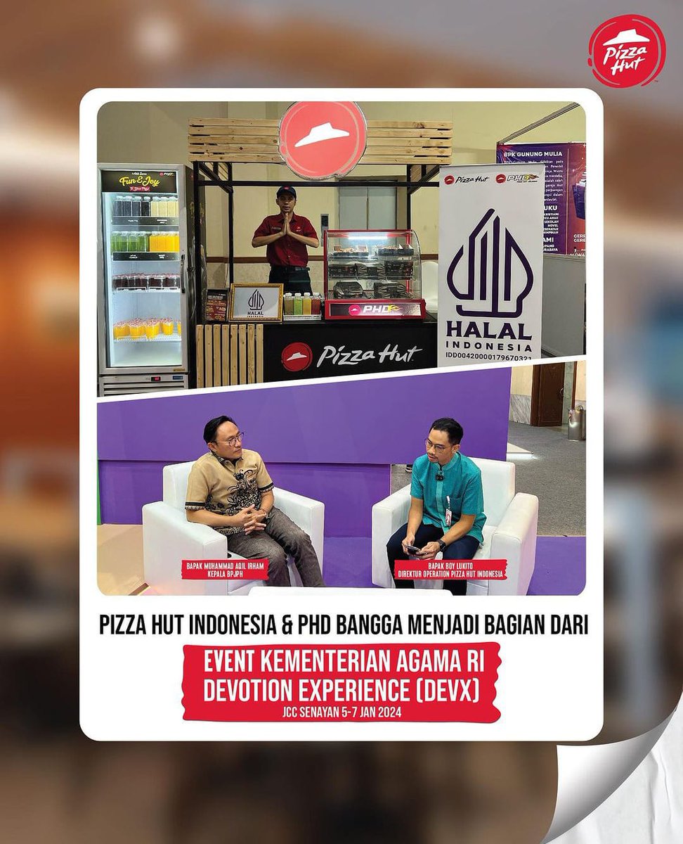 rineput1's tweet photo. Hayoo siapa yg kmrn bilang klo pizza hut teraliansi israel, nih buktinya aja pizza hut diundang kemenag RI yang udh pastii halal🫶 https://t.co/raF35lXH7h