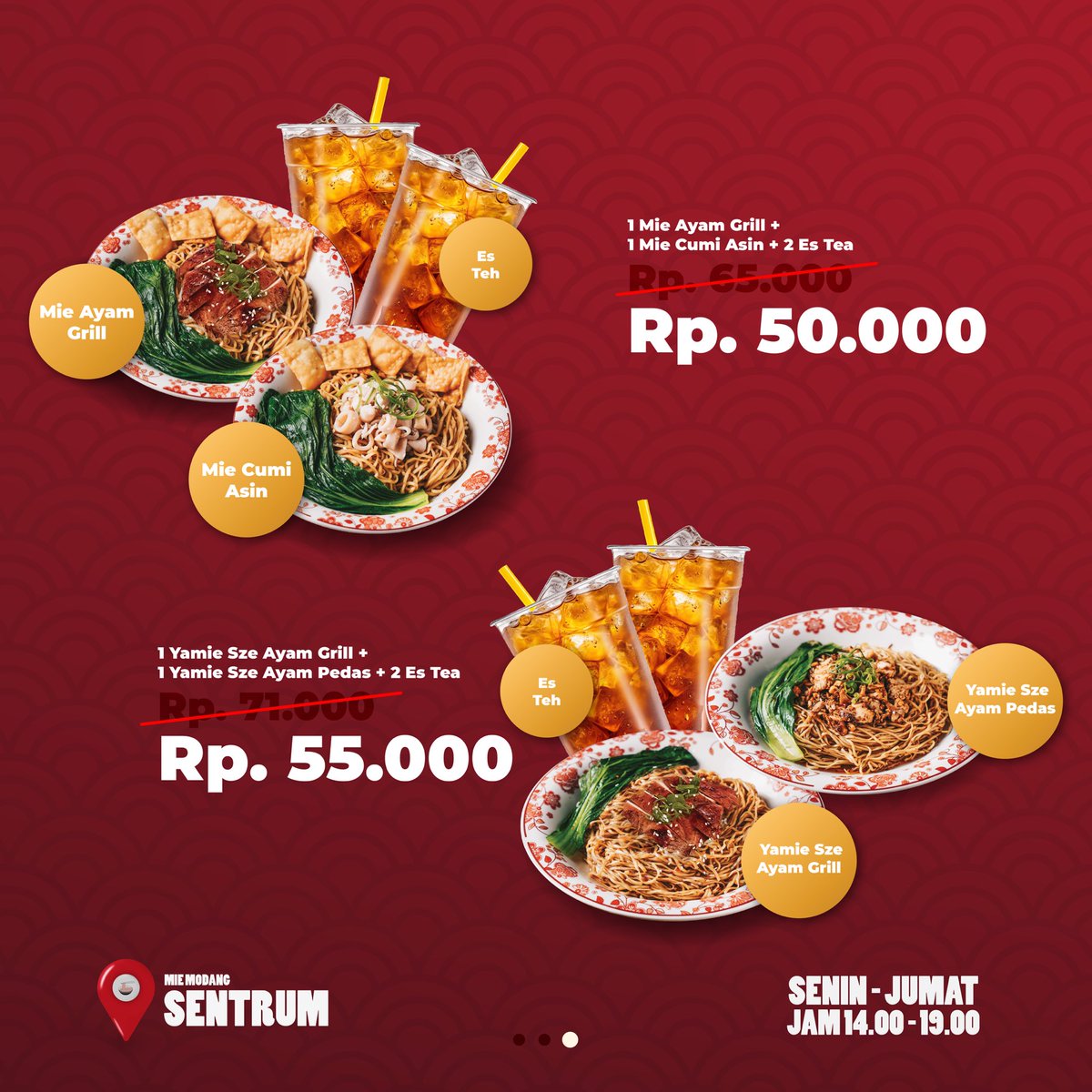 MieModang's tweet photo. Jangan Sendiri!
Rayakan momen kebersamaan kalian di Mie Modang. Nikmatin berbagai macam pilihan menu yang enak dan pastinya ramah di kantong kalian xixixi
Promo ini berlangsung setiap hari senin-jumat dan akan mulai besok! Catat tanggal dan jam nya yaa mietijen! ✨ https://t.co/6CX8C9byBV