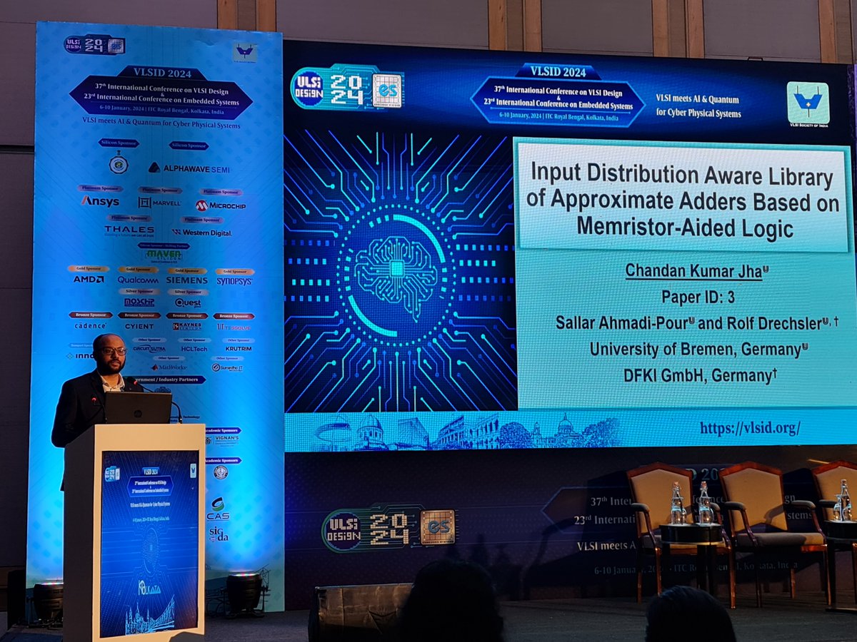 Rolf_Drechsler's tweet image. #VLSID2024 - presentation of our paper on "Input Distribution Aware Library of Approximate Adders Based on Memristor-Aided Logic"
vlsid.org/confernce-deta…
@agra_uni_bremen @DSC_unibremen #LogicInMemory #approximate