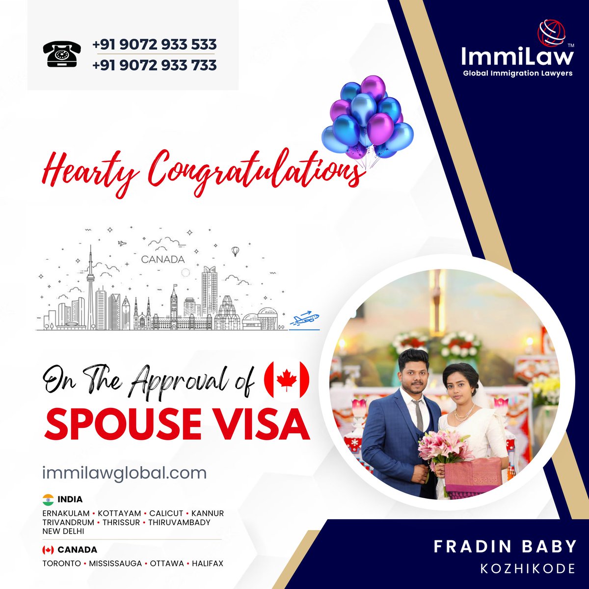 immilawglobal's tweet image. 🎉 Exciting News! 🌍✨

👫Fradin Baby just secured a Spouse Visa Permit! 🇨🇦✨

👏 Congratulations on this significant achievement! 🎉

Your future in Canada is bright and full of possibilities. 🍁💼

#SpousalOpenWorkPermit #immilawglobalindia #CanadaImmigration