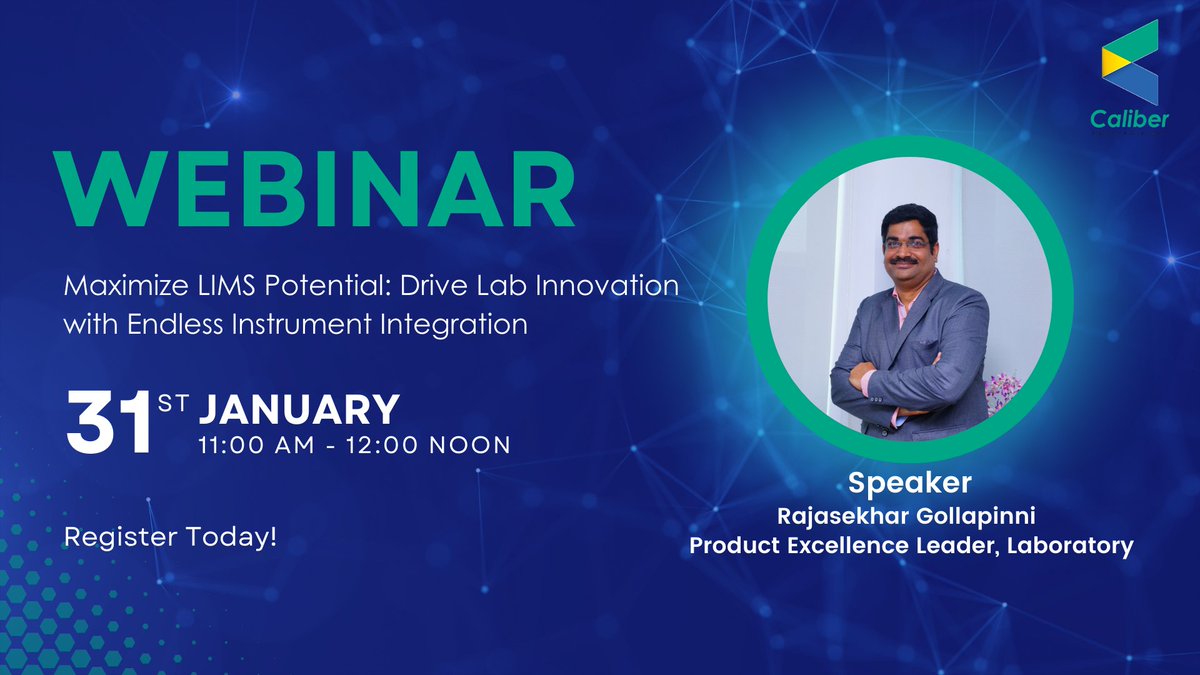 CaliberTech's tweet photo. Join us for the Webinar on 'Maximize LIMS Potential- Drive Lab Innovation with Endless Instrument Integration'
Register Today - https://t.co/SPNWTvrG7h
#lims #labinnovation #calibertechnologies #webinaralert #limsintegration #instrumentintegration https://t.co/qumH0kPNOr