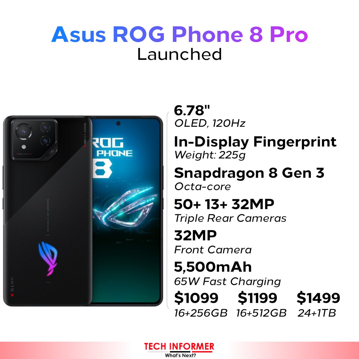 Tech_Informer_'s tweet photo. The phones come with upgraded features like advanced cooling systems.
#Techinformer #Asus #AsusROG #AsusROGPhone https://t.co/Jp1zUwr8Wd