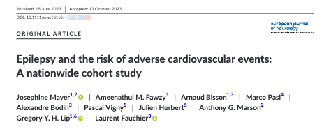 Epilepsy and the risk of adverse cardiovascular events: A nationwide cohort study <a href="/LHCHFT/">LHCH</a> <a href="/LJMU_Health/">LJMUHealth</a> <a href="/LivHPartners/">Liverpool Health Partners</a>  onlinelibrary.wiley.com/doi/10.1111/en…