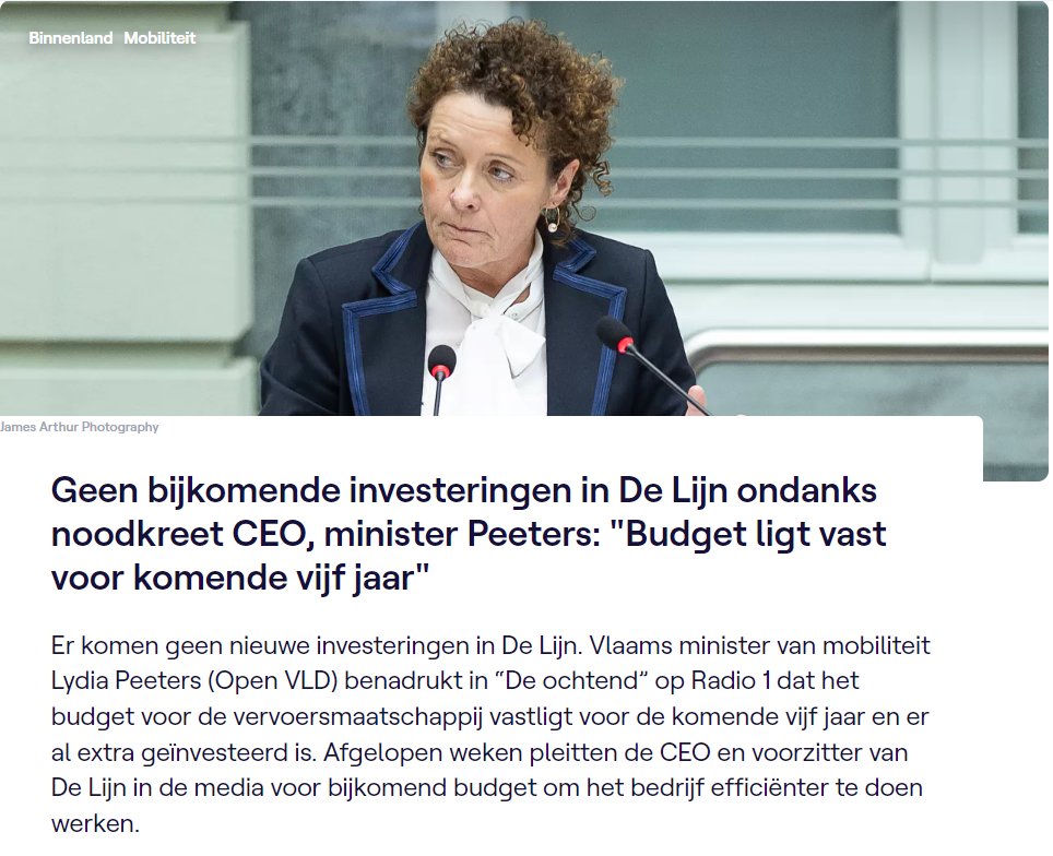 Het kan snel gaan op 6 maanden voor verkiezingen. En wanneer alles in de soep draait. 

<a href="/LydiaPeeters/">Lydia Peeters</a>, 2/11/2023: "Geen bijkomende investeringen in De Lijn. Budget ligt vast voor komende 5 jaar!"

<a href="/openvld/">Open Vld</a> en <a href="/cdenv/">cd&v</a>, 09/01/2024: "Wij vragen extra geld voor De Lijn."