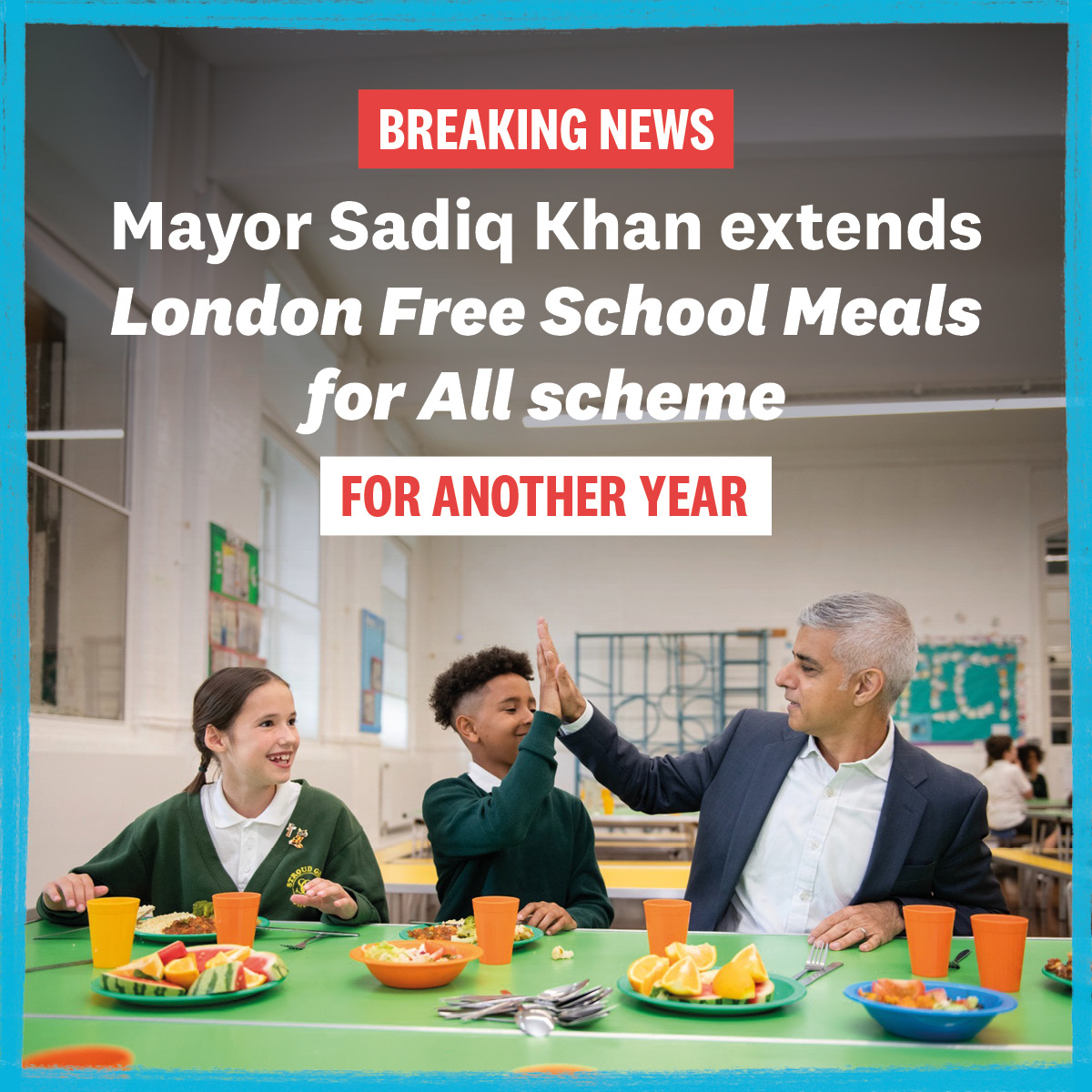 🚨 BREAKING 🚨: <a href="/SadiqKhan/">Sadiq Khan</a> extends London's #FreeSchoolMealsForAll scheme.

🍲 Free School Meals will be available to every child at a state funded primary school in London during the 2024-25 school year.

✅ That's 287,000 children eating, learning and growing together.