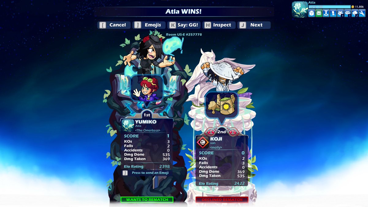 UmaSaber's tweet photo. @AleksXara Hello Xara, those were some fun games! I look forward to our next ones.  P.S. I think you're supposed to hit the rematch button once, not twice. Hopefully next time you don't make that mistake and we can play more games! Have a Merry Christmas! https://t.co/1Zv4owMG1d