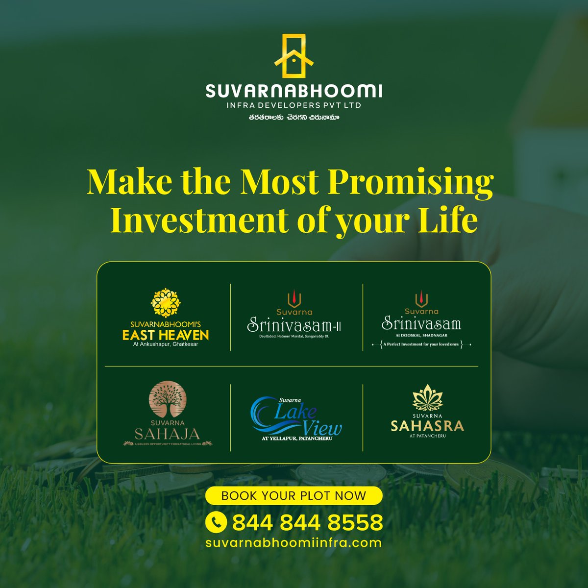 SBIDHyd's tweet photo. Experience the best of Investment with Suvarna Bhoomi.
#suvarnabhoomi #eastheaven #Srinivasam #sahaja #lakeview #sahasra #openplots #farmlands #residentialplots #plot #suvarnabhoomiinfra #realestate #lands #house #home #dreamhome #futurehouse #rateofinterest #investment https://t.co/ymkd7CP75J