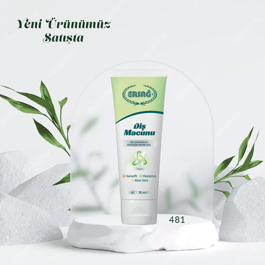 Ersağ Diş Macunu; Aloe Vera, Okaliptüs ve Karanfil ekstraktlarıyla formüle edilmiş bir üründür. Düzenli ve sürekli kullanıldığında, sağlıklı bir ağız bakımı ve temizliği sağlamanıza, dişlerinizin beyazlamasına ve ağız kokusunu gidermenize yardımcı olur. 
📌481
#ersağ #dişmacunu