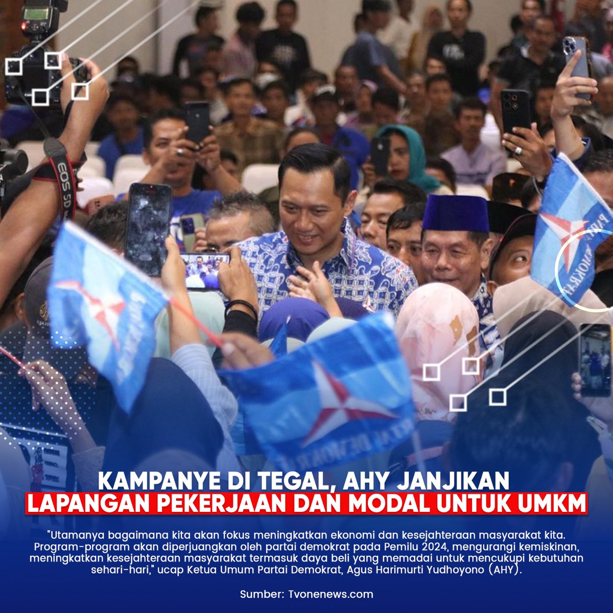 demokratbabel's tweet photo. AHY janjikan lapangan pekerjaan dan modal UMKM saat berkampanye di Tegal.

#PidatoPolitikAHY

https://t.co/hmM8yvhU93