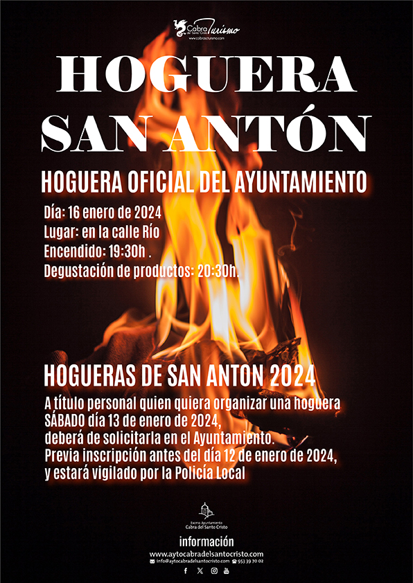 HOGUERAS DE SAN ANTON
👇👇👇👇👇👇👇👇
aytocabradelsantocristo.com/hogueras-de-sa…
La hoguera oficial del Ayuntamiento se celebrará el día 16 de enero
#AyuntamientodeCabradelSantoCristo #hogueras #sananton2024