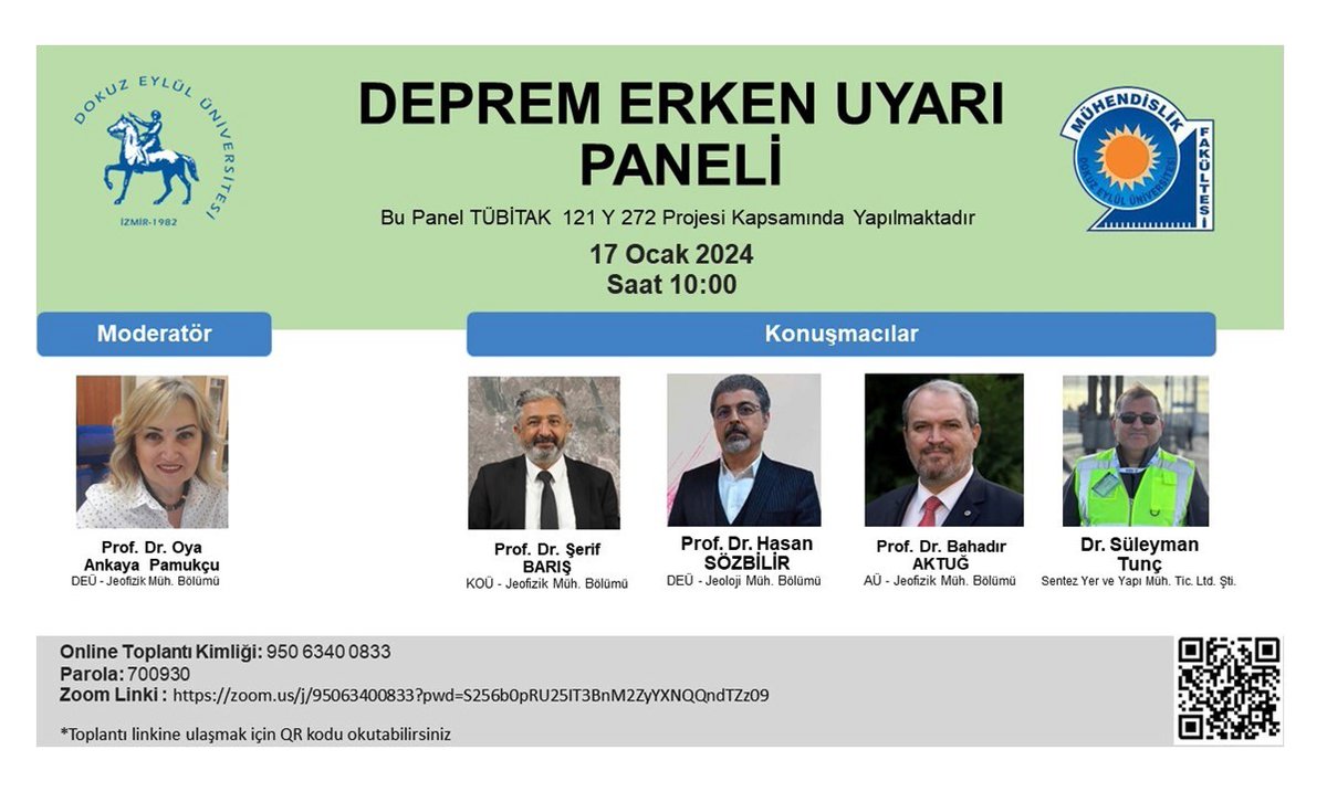 <a href="/universitemDEU/">Dokuz Eylül Üniversitesi</a>, <a href="/deumuhendislik/">Dokuz Eylül Üniversitesi Mühendislik Fakültesi</a>,
<a href="/DEUJeofizik/">DEUJEF</a> Bölümümüzün  Deprem Erken Uyarı Paneline katılımınızı dileriz.