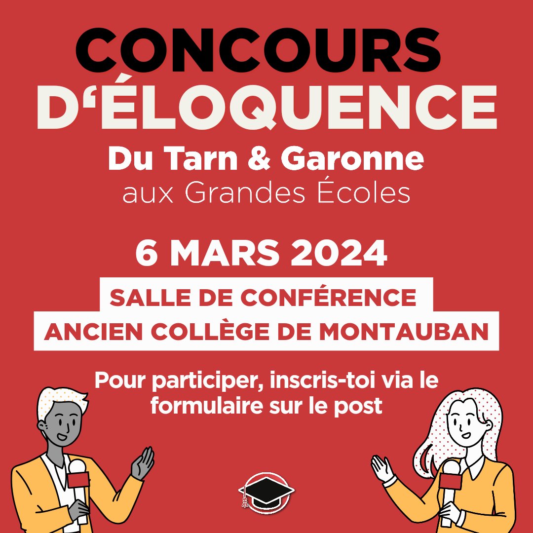 DTGE_82's tweet photo. Cette année, nous lançons notre concours d'éloquence ! 🗣️
Il suffit aux lycéennes et lycéens de l'inscrire via ce lien : https://t.co/tn4G9JCKpG https://t.co/t4VoWSq8G8