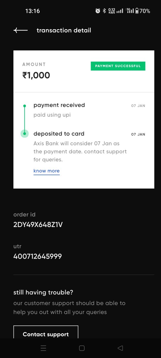 aaduli's tweet photo. @CRED_club Made payment to axis bank on 07 Jan, still not visible at axis portle. Money has been deducted from my bank account.  Never happened before. Need help. https://t.co/Dyzd0fSaVq