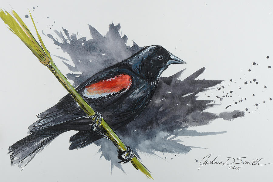 In the frozen voids of aches and empty hues amidst the ravens, ruins of louring greys hazy mist, fairy tales of a fading woodsmoke. Winter whispers, shadows of a monochrome dawn. In soft chimes echoes of a soulful monody silent mourns of oblivion - a red-winged blackbird!