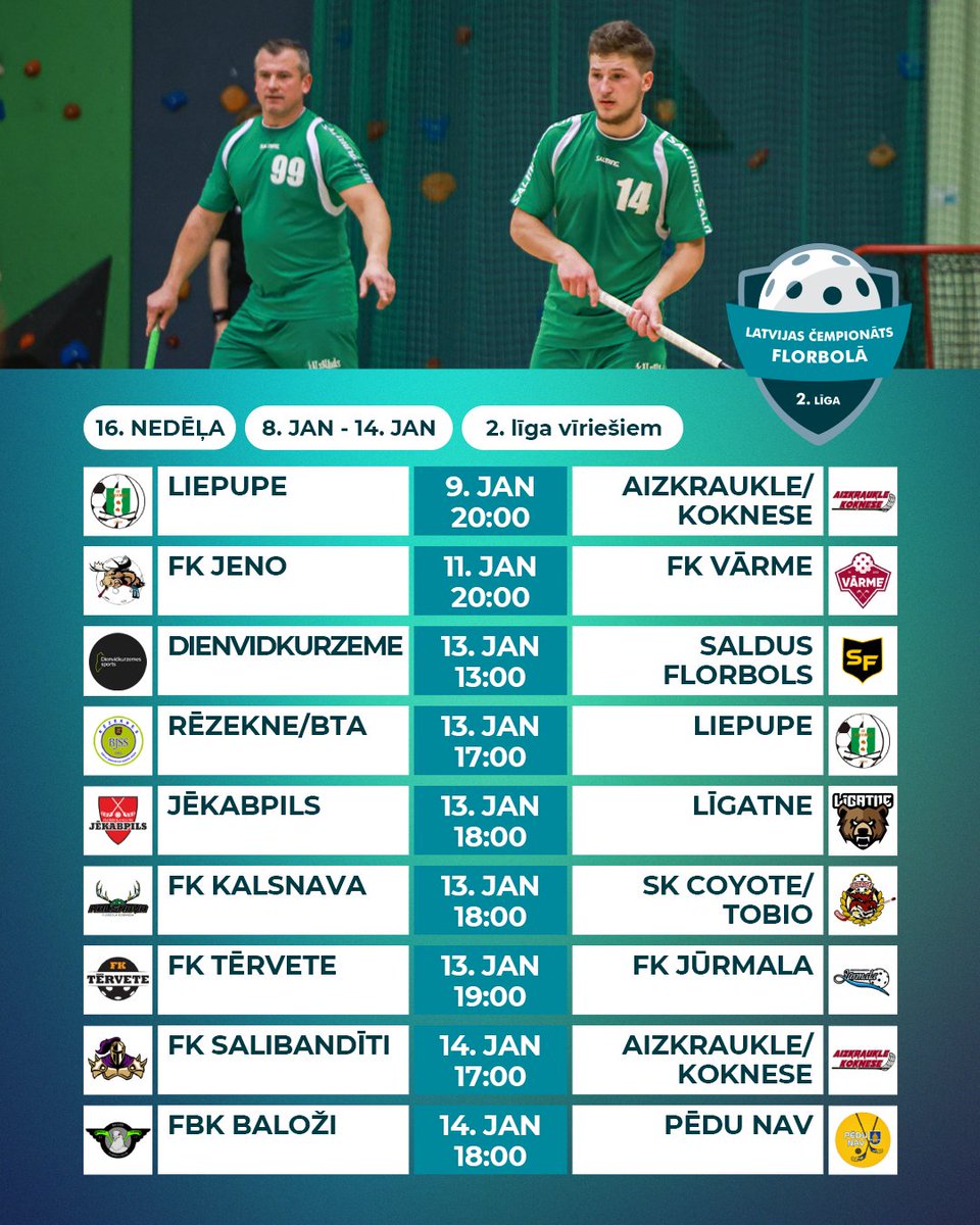 🗓️ 2. līgas sešpadsmitā spēļu nedēļa 

#florbols #floorball