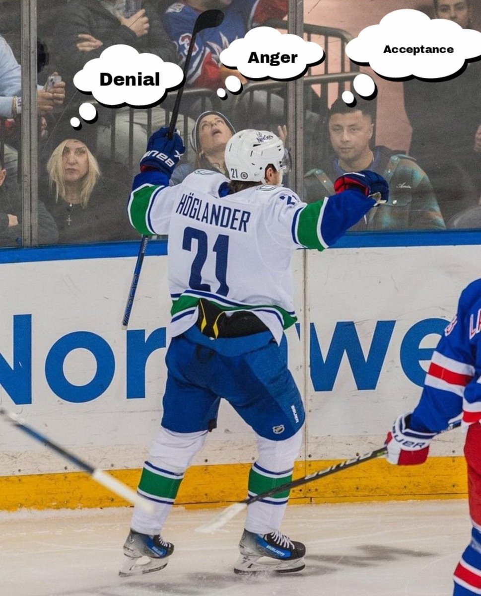 rude_canuck's tweet photo. There are 3 stages of grief when Höglander scores on your team https://t.co/4Yr9p8RhIm