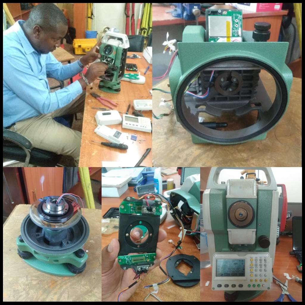 Measurementsyst's tweet photo. Repair and calibration of Foif RTS-105R3 total station, the machine center shaft had seized making it difficult to rotate, forcing it to rotate could have damaged horizontal circle and ccd's which are very delicate, so the client decided to bring it for repair and here it is... https://t.co/GG2nXXtdDG