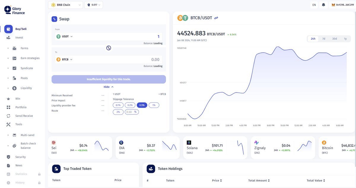 What other feature would you like to see next on #GloryFinance Dashboard? 🤔
app.gloryfinance.io

Currently working on:

✅ Fixing Bugs
✅ Upgrading current features for more fluidity

Upcoming:

✅ GLR Pool re-activation
✅ Farming Competition
✅ Pass holders Role

Stay