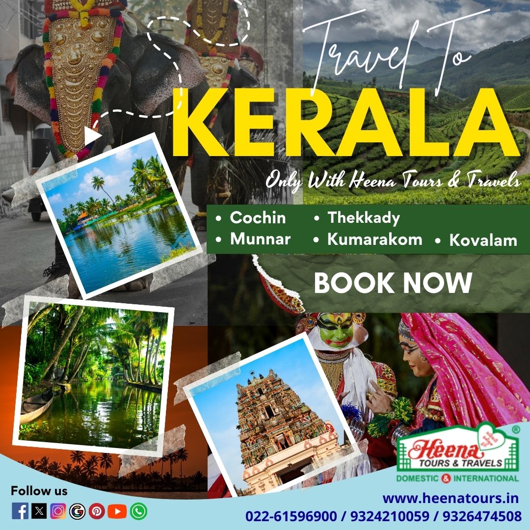 heenatours's tweet photo. 🌴 Embrace the Magic of Kerala with Heena Tours and Travels ! 🌊 Discover serene backwaters, lush landscapes, and vibrant culture. Your dream Kerala tour awaits! ✨ #KeralaWithHeena #TravelGoals https://t.co/1xORlSPm2s