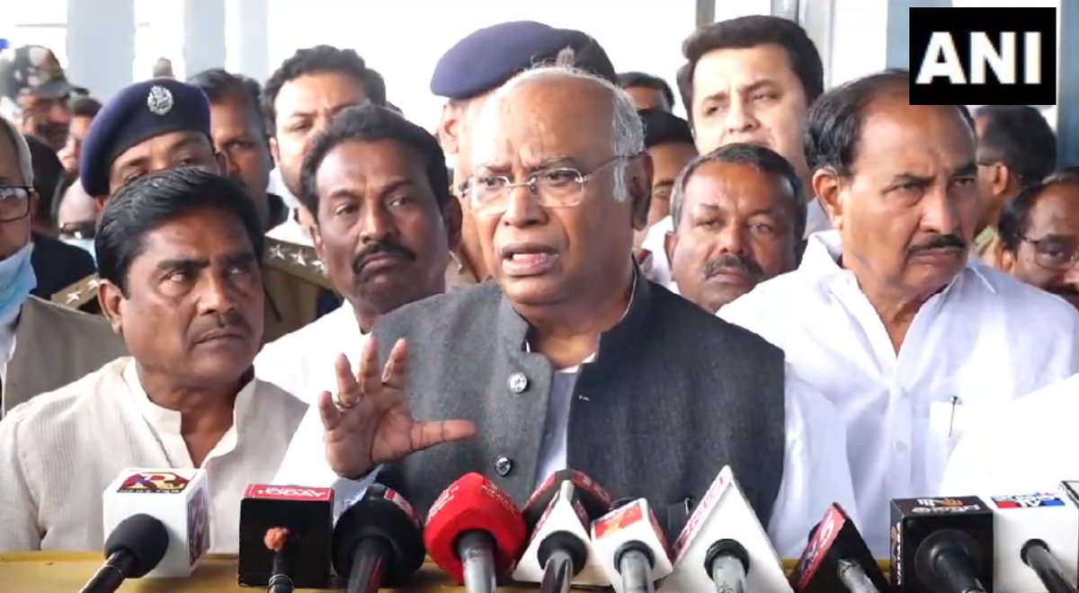 ANI's tweet photo. Kalaburagi, Karnataka | On the row over Maldives MP's post on Prime Minister Narendra Modi, Congress President Mallikarjun Kharge says, "After Narendra Modi came to power he is taking everything personally. At the international level, we should keep a good relationship with our neighbours...We should act according to time...We can not change our neighbours..."