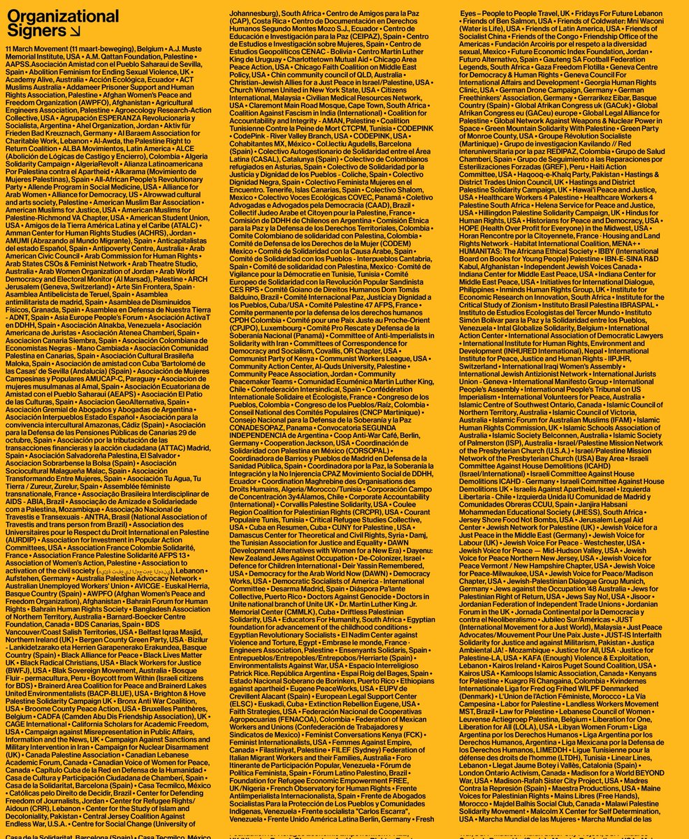 View the list here. Over 900 Movements, Unions, Political parties &amp; other organizations calling on states to support #SouthAfrica🇿🇦's #ICJ case against #Israel.