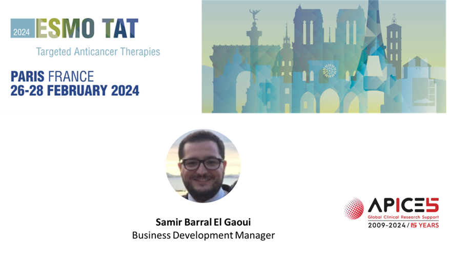 ApicesSpain's tweet photo. #APICES is proud to attend #ESMO Targeted Anticancer Therapies Congress '24.
Looking forward to sharing time with clients and discuss how we can help with clinical development of oncology new drugs.
Feel free to plan a meeting with Samir Barral at business@apices.es/+34663395853 https://t.co/0DAiEWNELc