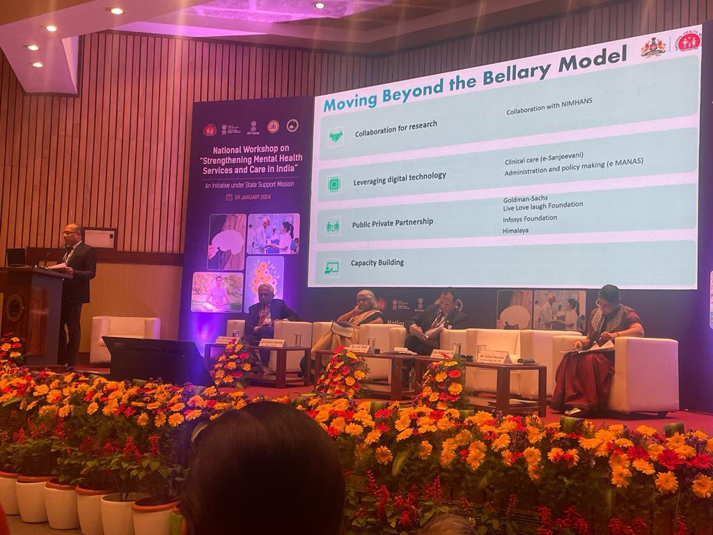 DHFWKA's tweet photo. Principal Secretary, @DHFWKA, Shri T.K Anil Kumar, IAS, delivered a comprehensive presentation at @NITIAayog's National Workshop on ‘Strengthening Mental Health Services and Care in India’ held at @NIMHANS_BLR today.

1/4 https://t.co/ssPNWkafOb