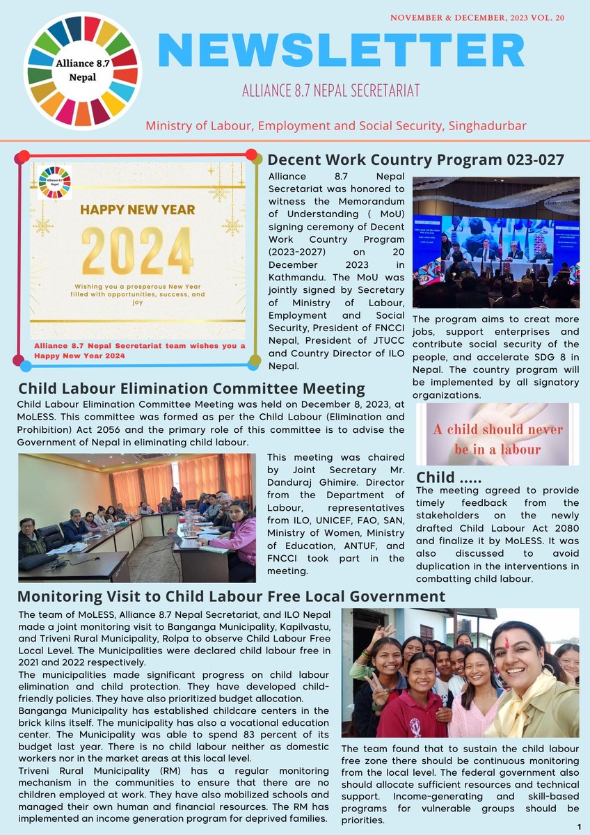 Alliance87Nepal's tweet photo. We are delighted to connect with you through our monthly newsletter for November and December 2023. #saynotochildlabor #stopchildlabour #stophumantrafficking https://t.co/Wcb6ismb8e