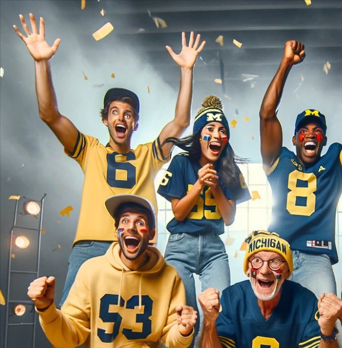 asapdar's tweet photo. OpenAI please re train DALLE 3 on a dataset of human eyes

Now my Michigan fan art is cursed 

#UMichFootball #nationalchamps #NationalChampions #DALLE3 https://t.co/mdM61G7BEP