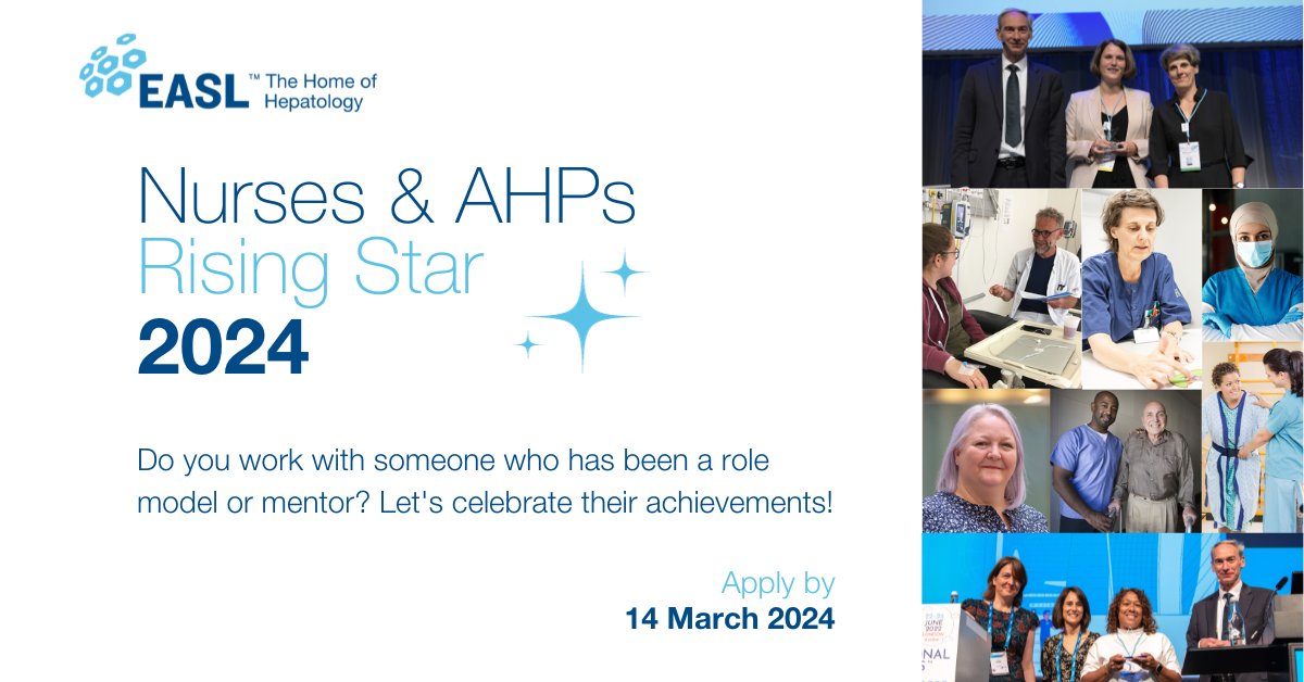 We are looking for our next EASL Nurses & AHPs Rising Star🤩 With this award, we honour a talented emerging nurse or a AHP whose focus is on putting people with, or at risk of, liver disease at the heart of practice. Do you know this person? Send your nomination by 14 March on