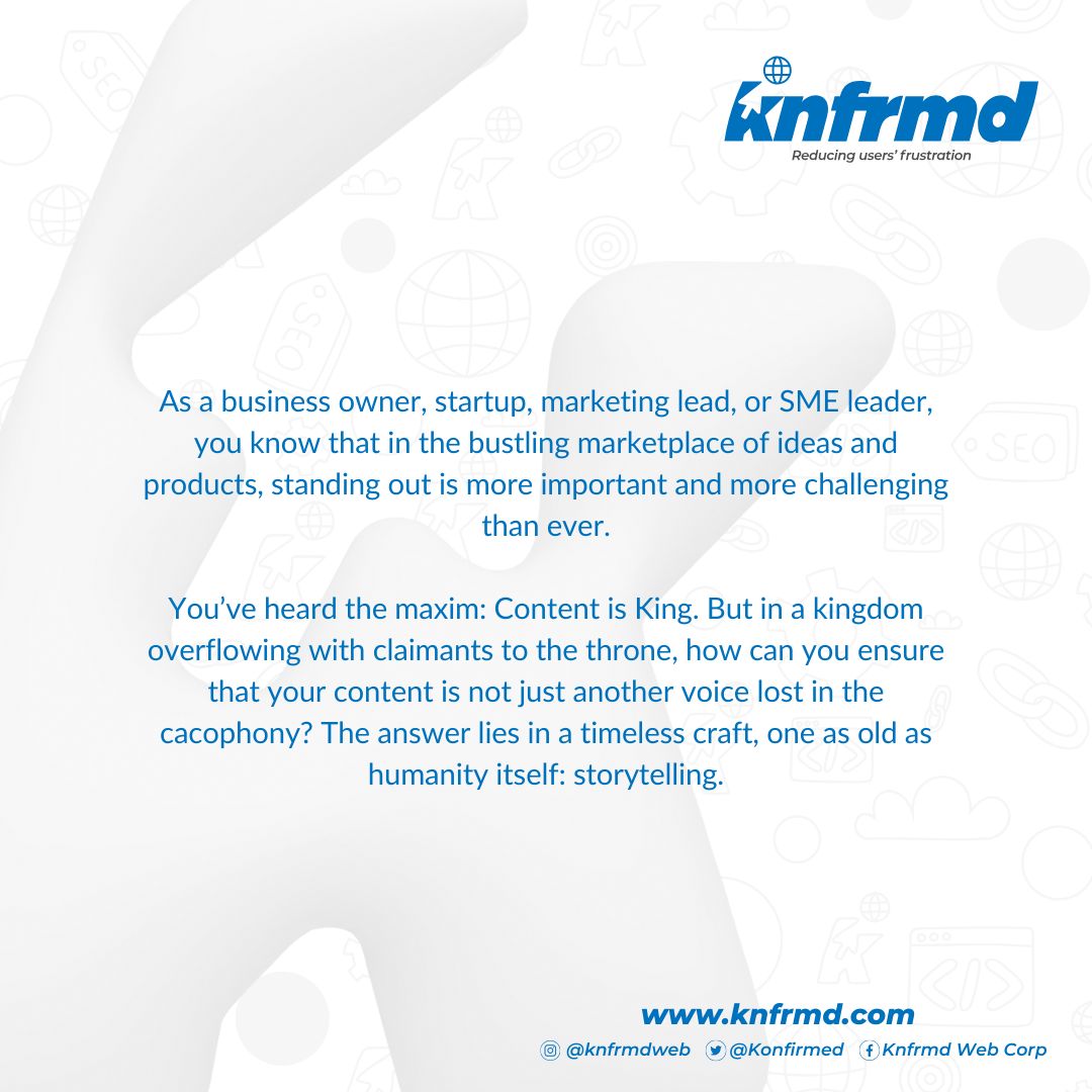 Konfirmed's tweet photo. Embark on a storytelling journey in the new year! Overcoming the common hurdle of starting and creating compelling content is our mission. Swipe through for insights on content that captivates! PT 1 #Storytelling #ContentCreation #NewYearNewContent #Knfrmd https://t.co/PUGHcuP2Ef