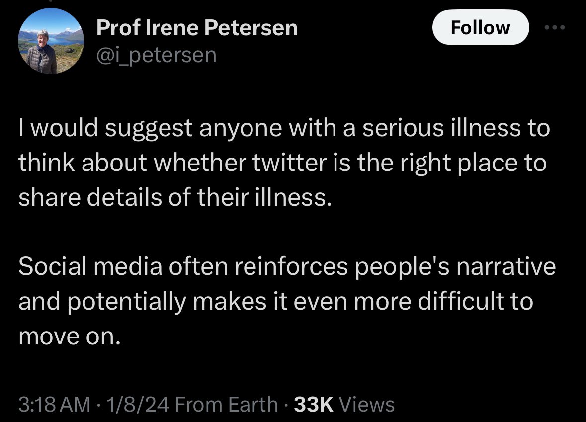 Paula_JKnight's tweet photo. I'd suggest anybody berating chronically ill people for using social media to check their own (health) privilege and question if they themselves used social media more during lockdowns.
Move on to what? A more isolated life with an untreated disease? #pwME #LongCovid https://t.co/jsMiL8zzTI