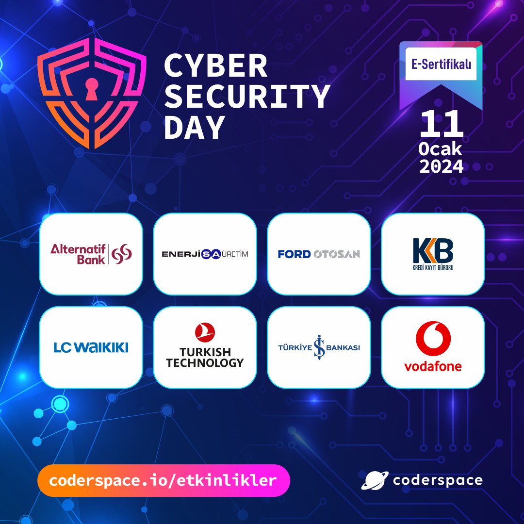 Siber güvenlik dünyasının bilinmeyen yönlerini öğrenme ve şirketlerin siber güvenlik ekiplerini yakından tanıma fırsatı Cyber Security Day’de seni bekliyor! 🔐🌐 Online olarak gerçekleştirilecek etkinliğe ücretsiz olarak kayıt ol, sertifika ve Try Hack Me üyeliği kazanma fırsatı…