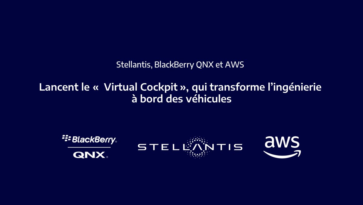 StellantisFR's tweet image. #Stellantis, @BlackBerry QNX et @awscloud lancent la 1ʳᵉ plateforme de cockpit véhicule virtuel au monde ! Cette innovation accélère les cycles de développement jusqu'à 100 fois pour des contenus d'infotainment aux clients. media.stellantis.com/fr-fr/corporat… #StellantisTech