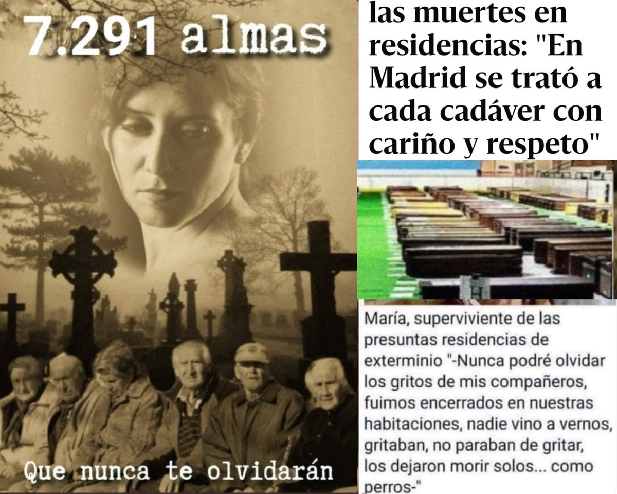 Maribel60780973's tweet photo. 🌹🌹🌹🌹NO OLVIDAMOS NI PERDONAMOS ¡EXIGIMOS JUSTICIA! 😪💔⚰️🪦 SE LO VAMOS A RECORDAR TODOS LOS DIAS, 7.291 ANCIANOS MUERTOS POR COVID EN LAS RESIDENCIAS DE TERCERA EDAD, SIN ASISTENCIA SANITARIA, ABANDONADOS Y SOLOS ¡AYUSO HOMICIDA SIN CONCIENCIA! 🤬🤬🤬💀💀💀 https://t.co/tZ9b9xqjgQ