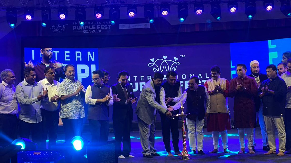 gatecevent's tweet photo. Illuminating the spirit of solidarity, the ceremonial lamp at the inauguration of @purplefestgoa was gracefully lit by a distinguished assembly of delegates, showcasing a spectrum of leadership and commitment to inclusivity https://t.co/3H9s7LxUcb