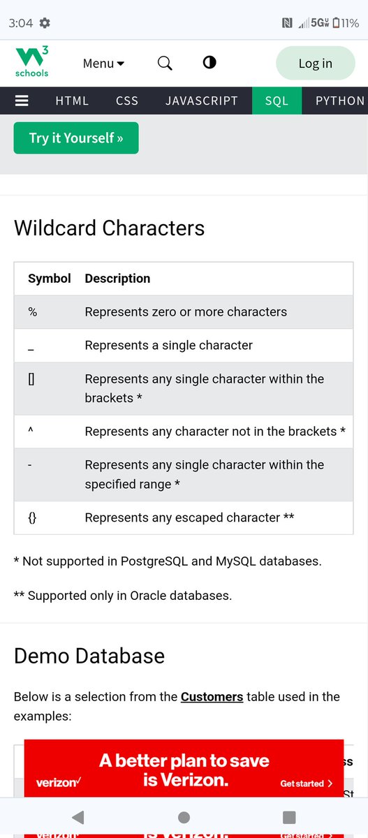 Greene_Gaming's tweet image. SQL Wildcards we've already used the top two in our SELECT LIKE EXERCISES github.com/godbrandGamesL…
and have more coming. Gracias w3🫡
w3schools.com/sql/sql_exampl…
#SQLtips #sqldevs