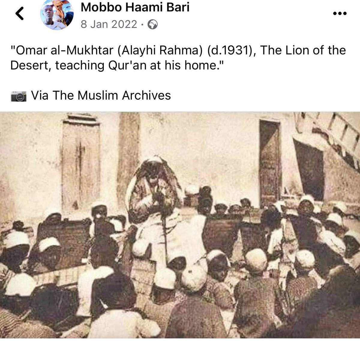 MssMunir's tweet image. Omar al-Mukhṭār Muḥammad bin Farḥāṭ al-Manifī

My first freedom fighter. Was about 5 when I learned about him.

#nativeresistance #indigenousknowledge