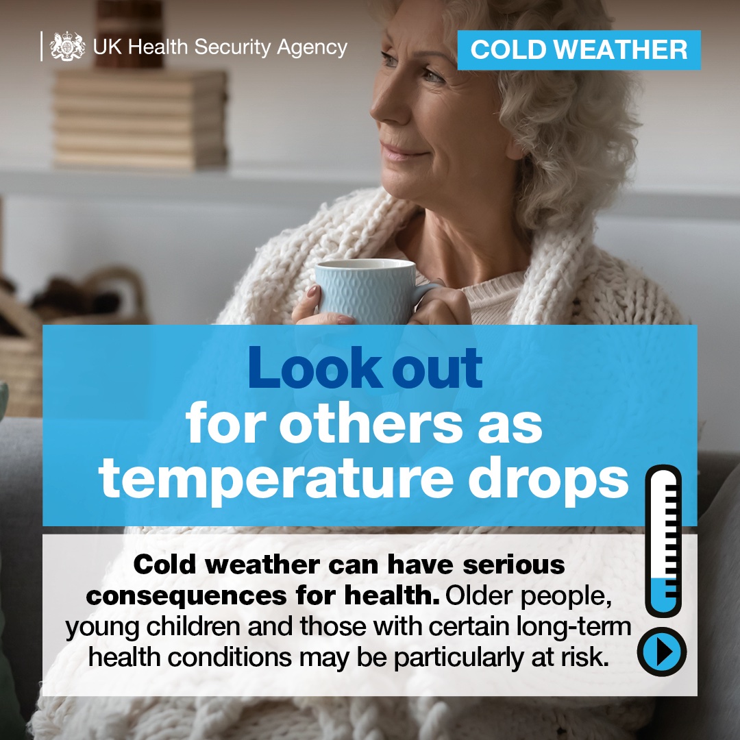 Cold weather can have a significant impact on our health. Try to stay warm, try and move a little and check on vulnerable individuals. Let's all take care of each other during this chilly season! ❄️ #StayWarm #WinterWellness
