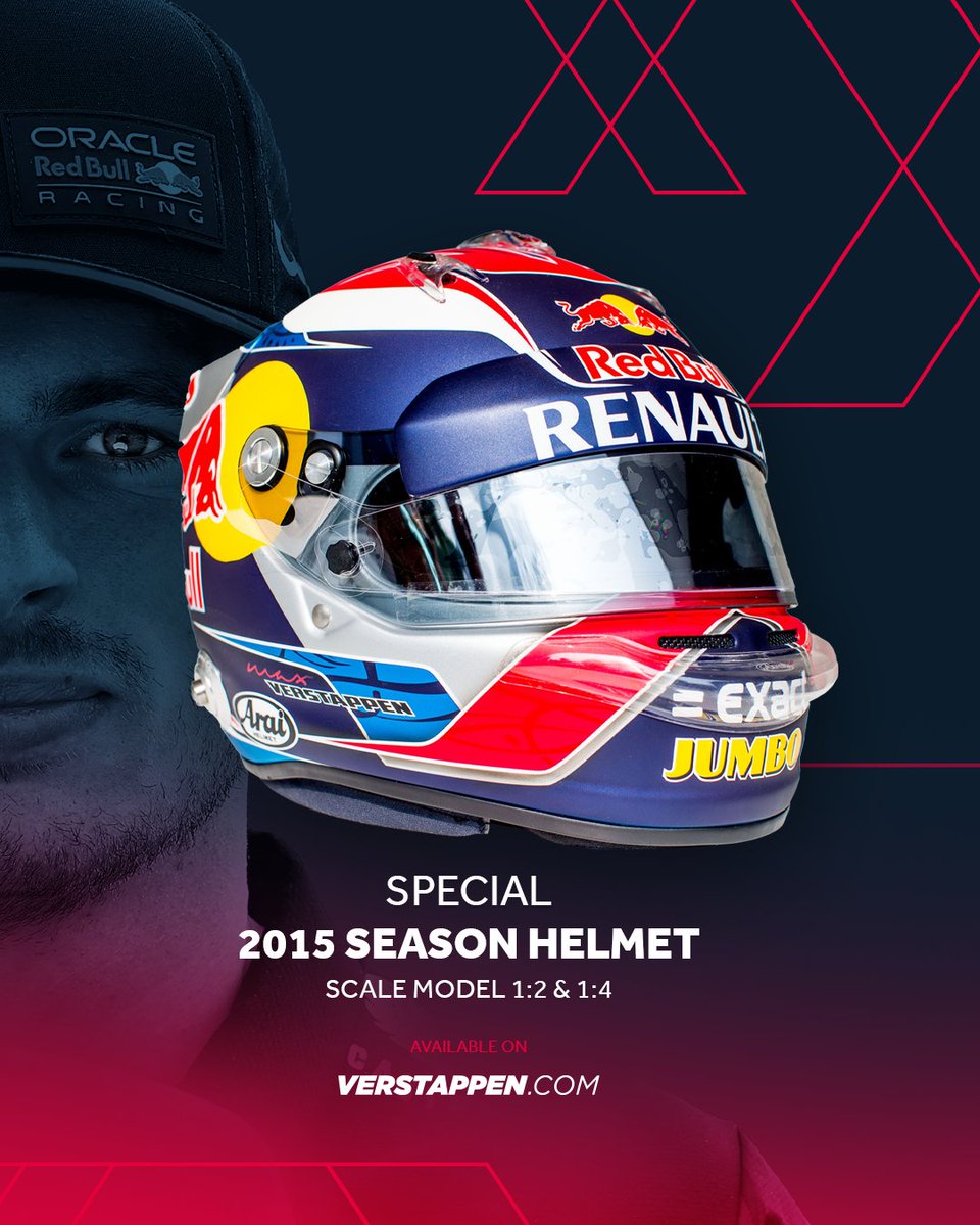 Celebrating Max's 10th season in Formula 1: the 2015 Season Helmet. 
1:2 &amp; 1:4 scale models available at Verstappen.com

#F1since2015
