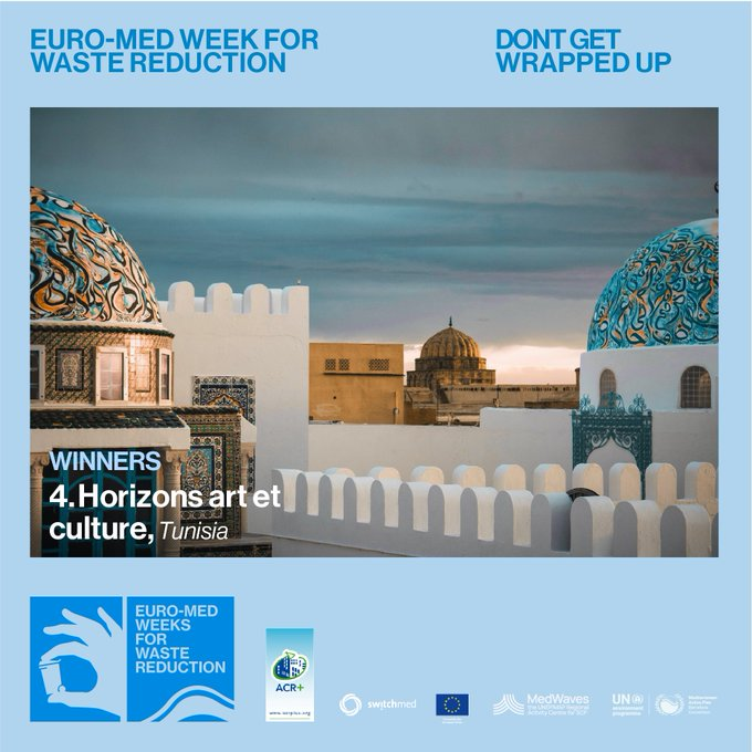 2EWWR's tweet photo. 4. Horizons art et culture 🇹🇳 A cultural association engaged in sustainable consumption and production. Its focus lies in recycling plastic materials and items discarded at sea, transforming them into artistic paintings and accessories
#emwwr2023
#packaging
#dontgetwrappedup https://t.co/iSoWNOEISG