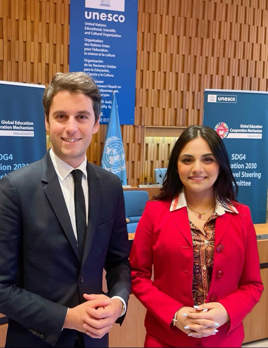 Kenisha Arora (@kenishaarora) on Twitter photo Congratulations <a href="/GabrielAttal/">Gabriel Attal</a> on becoming France’s Prime Minister.
It’s been such a pleasure working together on <a href="/UNESCO/">UNESCO 🏛️ #Education #Sciences #Culture 🇺🇳</a>’s High-Level Committee, pushing for investment in youth skills. Thank you for always supporting our ideas on transforming education. Wishing you the best! Congratulations <a href="/GabrielAttal/">Gabriel Attal</a> on becoming France’s Prime Minister.
It’s been such a pleasure working together on <a href="/UNESCO/">UNESCO 🏛️ #Education #Sciences #Culture 🇺🇳</a>’s High-Level Committee, pushing for investment in youth skills. Thank you for always supporting our ideas on transforming education. Wishing you the best!