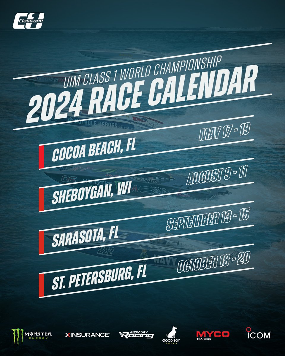 The 2024 UIM World Championship race calendar has landed! 🚤🗓️

#Class1 #DifferentClass