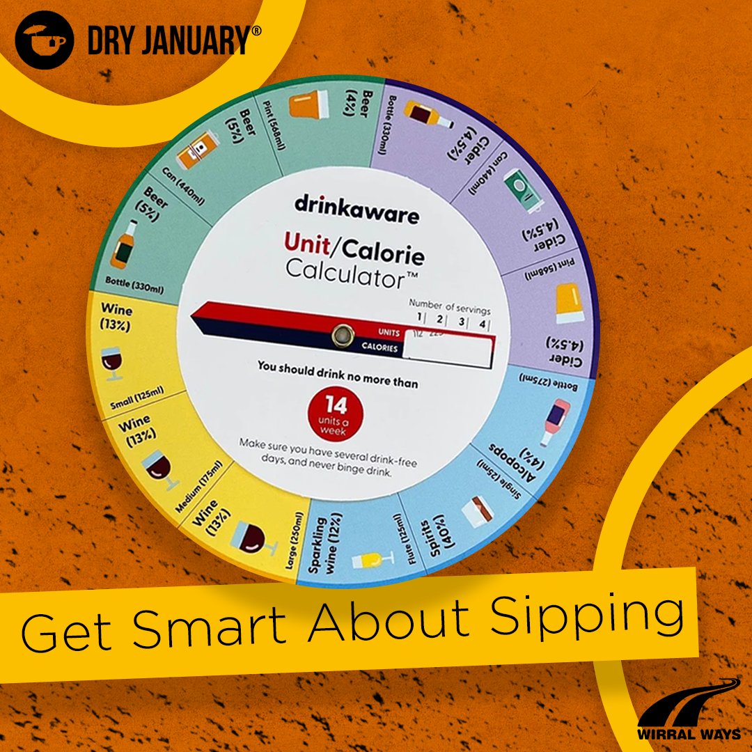 WirralWays_CGL's tweet photo. ๐ท How much is too much? This #DryJanuary, let's smarten up our sipping habits. Knowing about alcohol units is key to informed choices for our health. Time to dive into the numbers and drink more consciously. #SmartSipping #AlcoholAwareness #WirralWays https://t.co/jmnleUJrKR