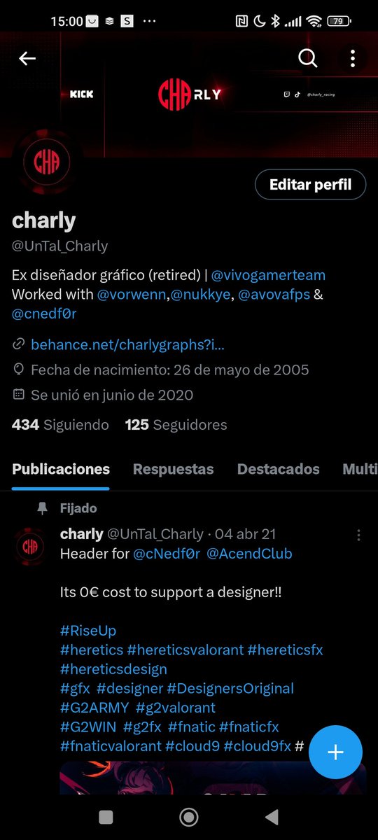 UnTal_Charly's tweet photo. Hora  de pasar página,a hacer perfil personal apartir de ahora https://t.co/QvVmscrEQY