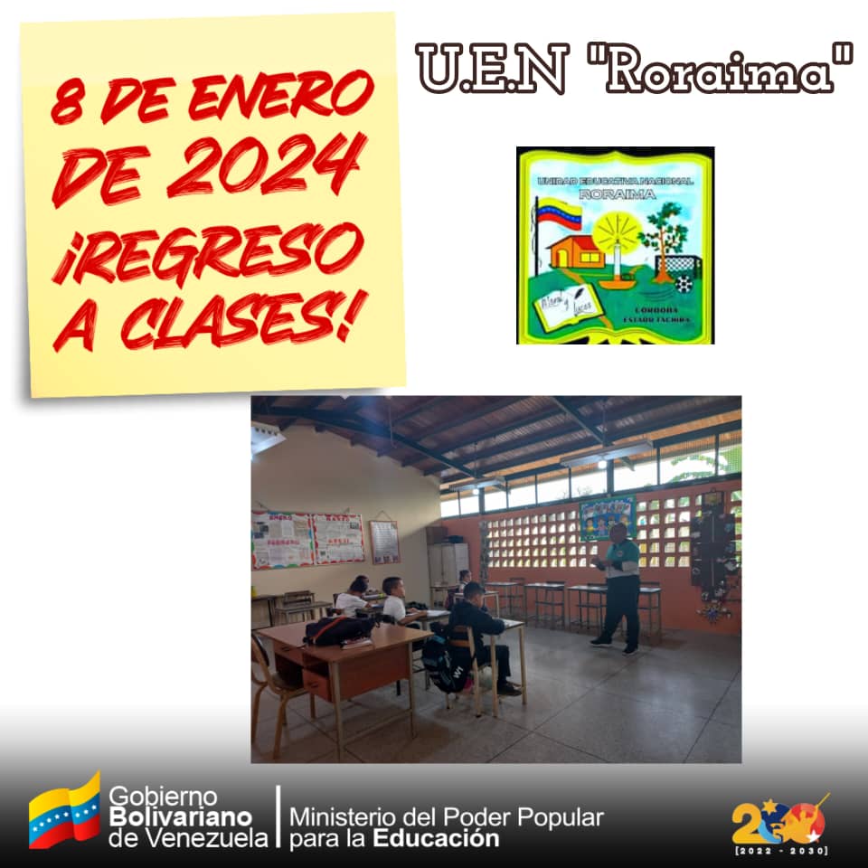 U.E.N RORAIMA, inicia el regreso a clases en su segundo momento pedagógico del año escolar 2023-2024. Municipio Córdoba - Estado Táchira